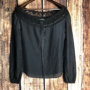 WHBM shirt with lace neckline.